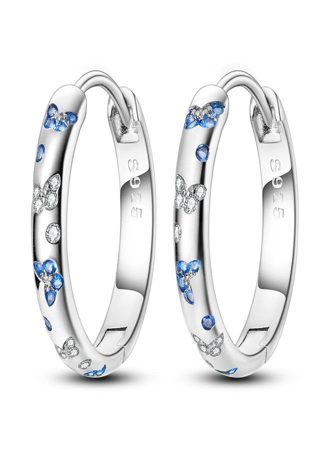 NARMO 925 Sterling Silver Hoop Earrings for Women Butterfly Hoop Earrings Cubic Zirconia Fancy Hypoallergenic Earrings - Image 1