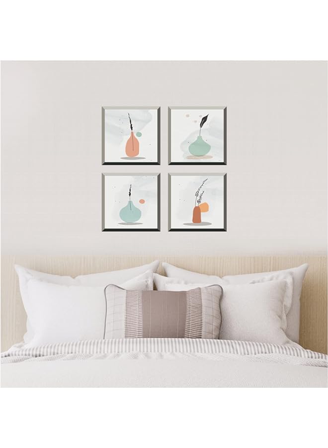 Raxoom 4 PC Pack Art Magic Modern Pictures Peel and Stick 3D Vinyl Removable Wall Sticker Decals DIY Sticky Backsplash Nordic, Modern Vases 4011  - Image 3