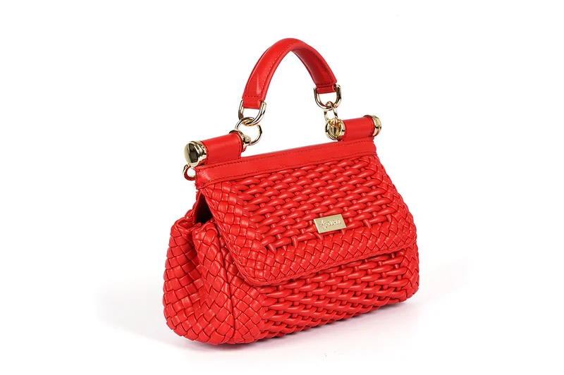 كابلي حقيبة يد منسوجة بجلد