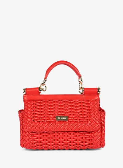 Cuple Woven leather texture handbag