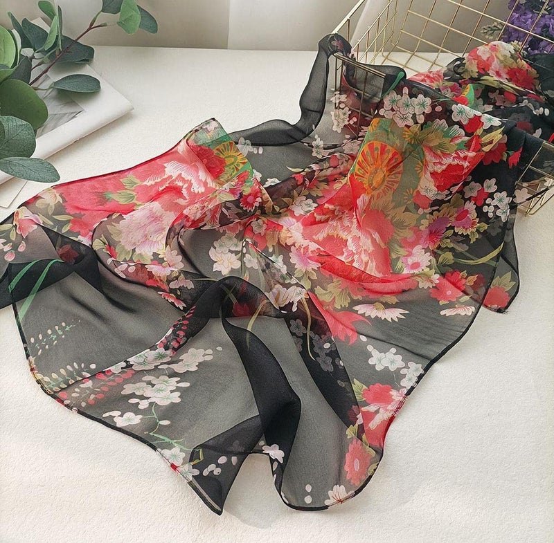 Acotavie Scarfs for Women Lightweight Fashion Scarves Print Floral Pattern Scarf Shawl Wraps (W02) - Image 3