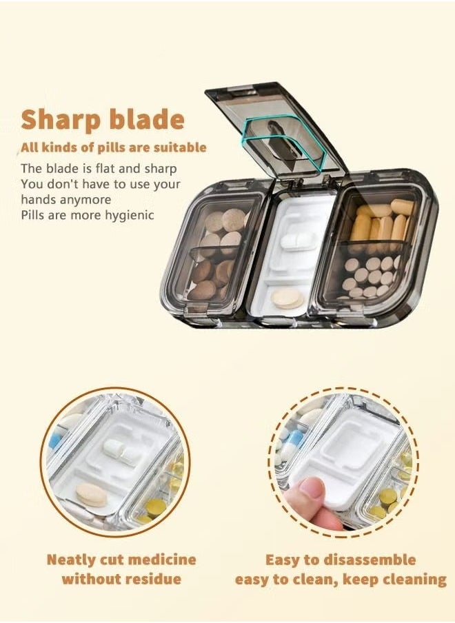 MIXDE - Portable Pill Box Sealed, Moisture-Proof Can Be Divided With Medicine Cutter - Image 1