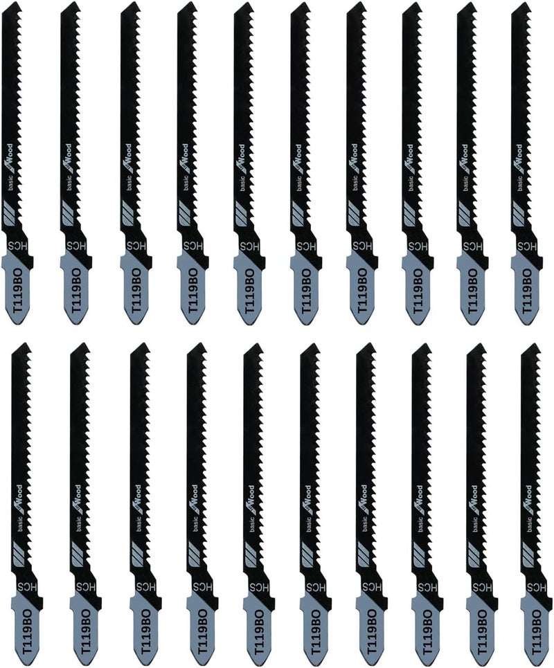 TAROSE 20-Piece T119BO 3 Inch 12 TPI Assorted T-Shank Scrolling Jig Saw Blades Set for Precision Cutting Wood - Image 2