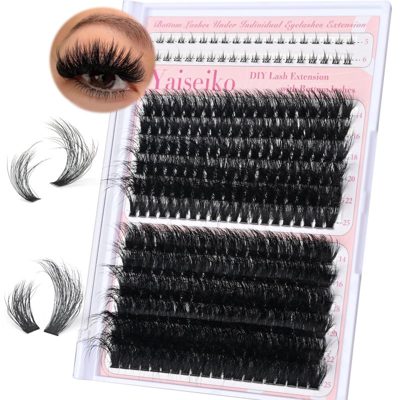 Yaiseiko Fluffy Eyelash Clusters with Bottom Lashes 14-25mm Volume Lash Clusters Eyelash Extensions 100D+160D Individual Lashes Clusters 276pcs DIY D Curl Wispy Plant Fibers Lashes Clusters, by Yaiseiko - Image 1