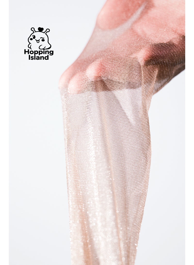 Hopping Island HI Moonlight Luxe Sparkling Stockings Lingerie Pearl Shine Gloss Beige - Image 4