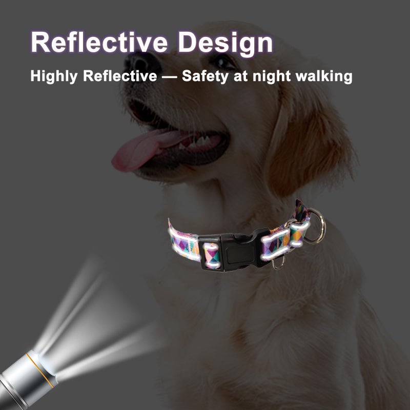 Fidohug Reflective Martingale Collar for Dogs with Quick Release Buckle No Pull Training Dog Collars (Colorful Geometric, Medium) - Image 3