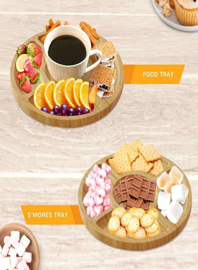 KORNIFUL Bamboo Serving Tray 2 Pack, Modern Round Wooden Platters for Food, Party, Smores, Breakfast, Decorative Tray for Living Room Kitchen Counter - Image 5