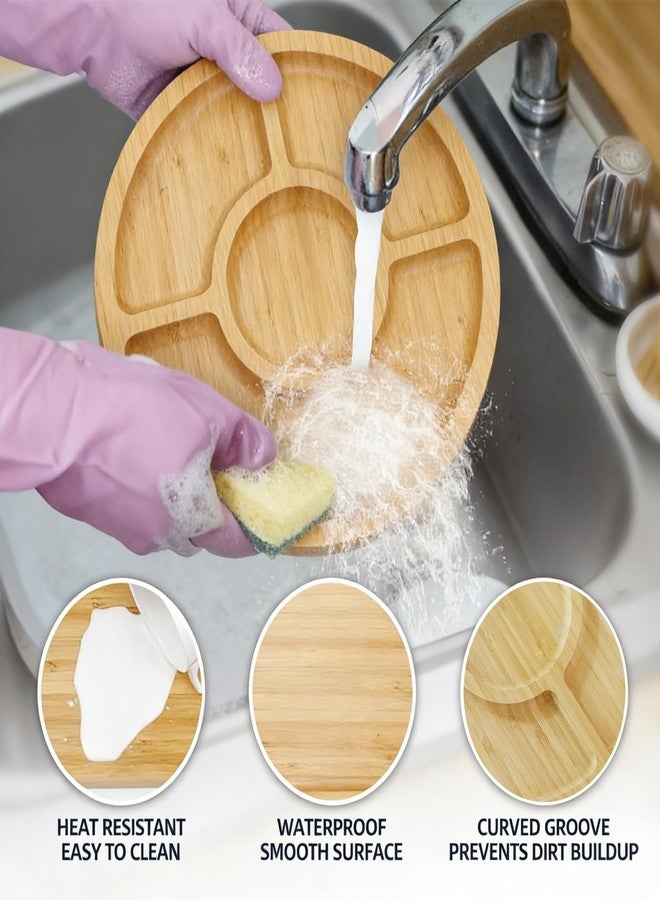 KORNIFUL Bamboo Serving Tray 2 Pack, Modern Round Wooden Platters for Food, Party, Smores, Breakfast, Decorative Tray for Living Room Kitchen Counter - Image 4
