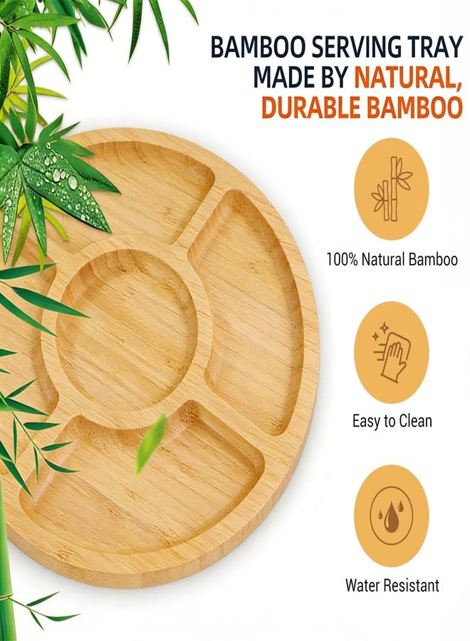 KORNIFUL Bamboo Serving Tray 2 Pack, Modern Round Wooden Platters for Food, Party, Smores, Breakfast, Decorative Tray for Living Room Kitchen Counter - Image 3