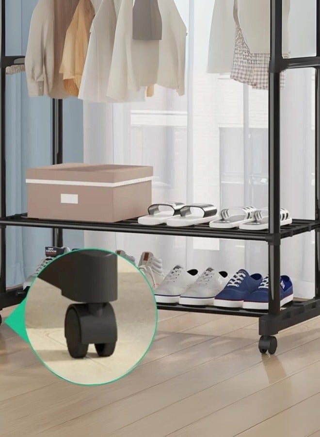 SHEE ONE Heavy Duty Clothes Rack, Rolling Clothes Organizer, Double Hanging - Image 2