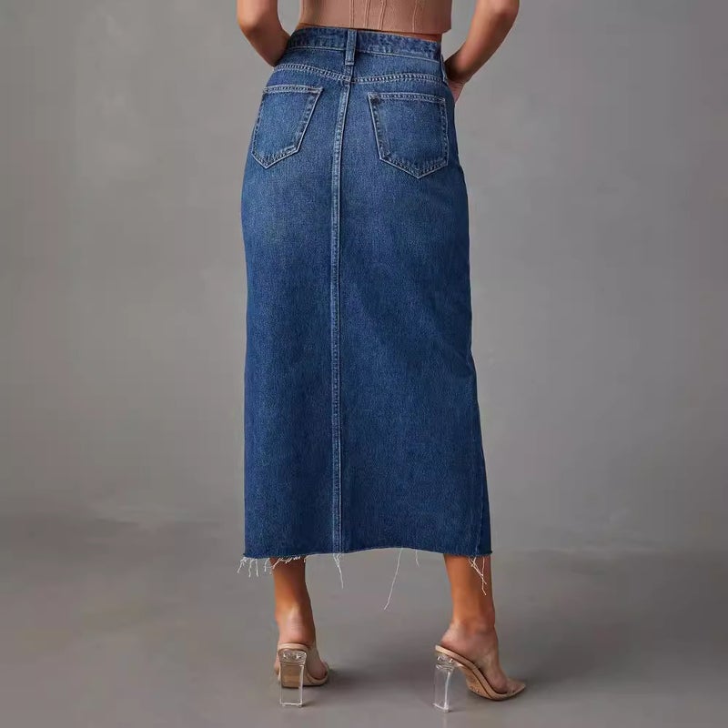 Spice Girl Skirt A- Shaped Split Slimming Denim Skirt Spring/Summer 2024 - Image 5