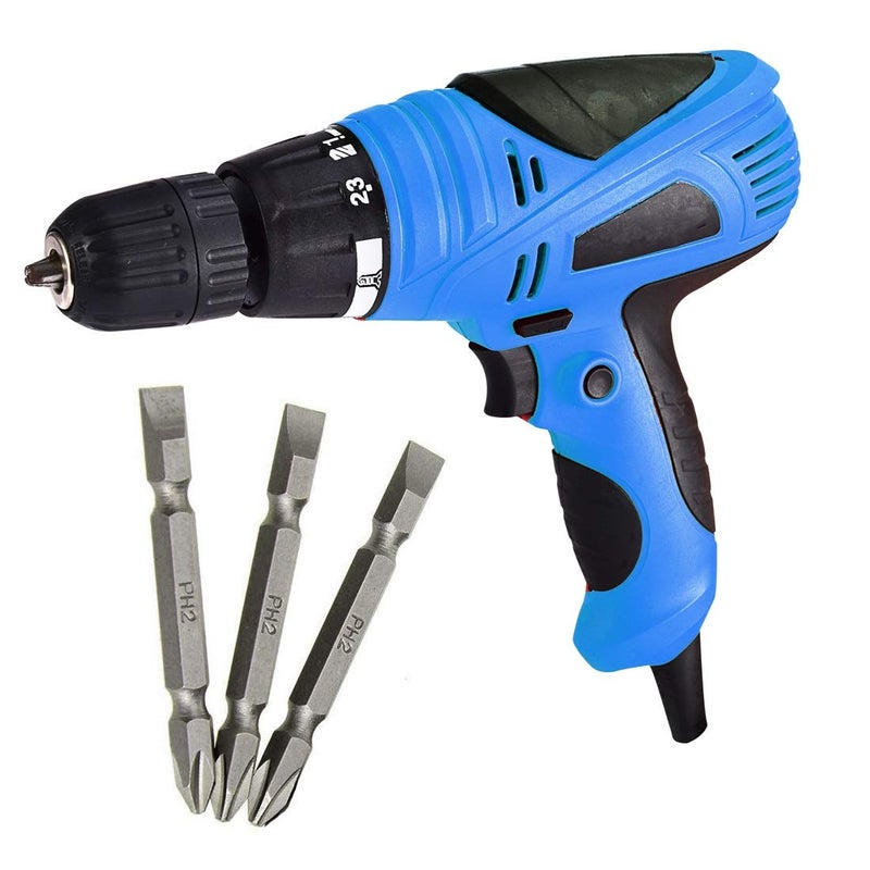 MLD Screwdriver/Drill Machine 10MM 300WATT 750RPM Forward/Reverse Torque Adjustment Facility With Free Plus and Minus bits Combo (Colours as per Availability) - Image 1