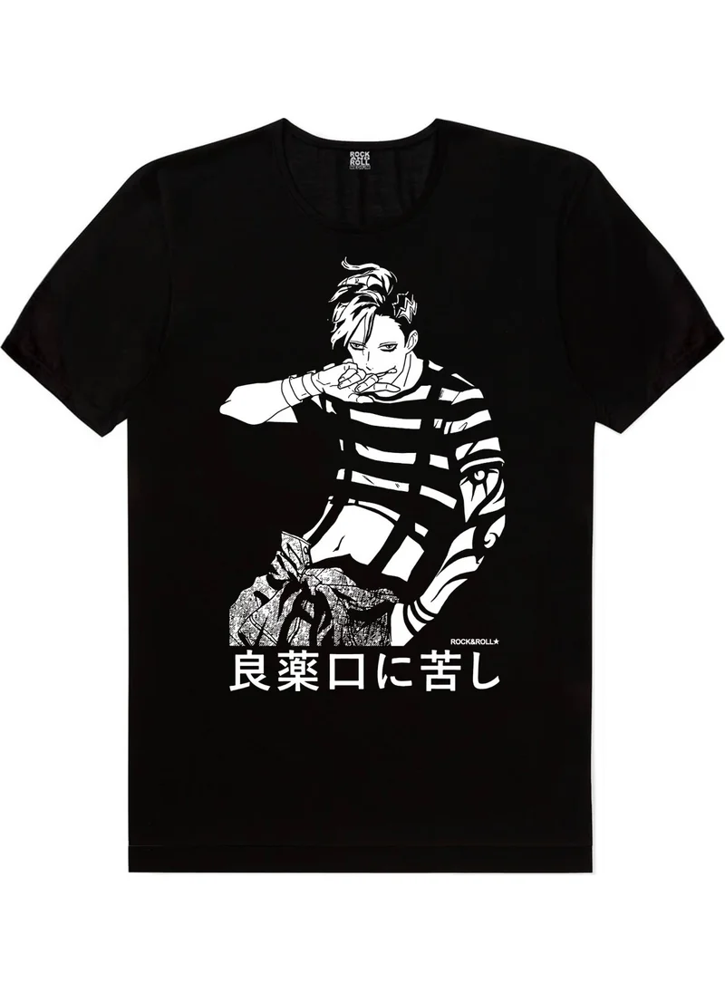 روك اند رول Manga Boy Black Short Sleeve Men's T-Shirt