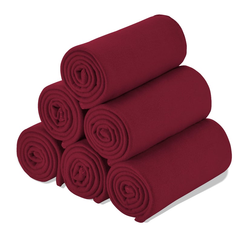 Special SG Glory Special SG Glory Fleece Throw Blanket Set Bulk for Travel Kids Outdoor Wedding Pet Burgundy Pack of 6 50x60 Inches 