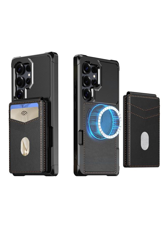 S-TOP Case For Samsung Galaxy S22 Ultra 5G 2-in-1 Magnetic Wallet MagSafe Leather Back Phone Case - Image 2