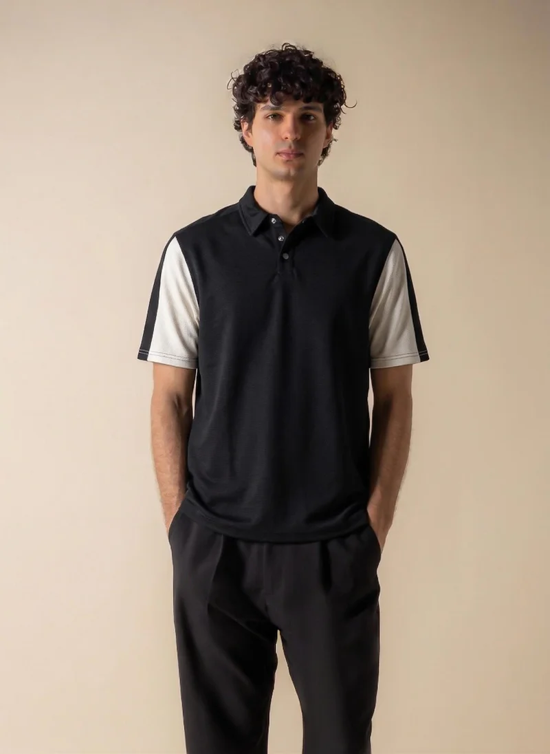 شايبس CONTRAST RIBBED POLO SHIRT