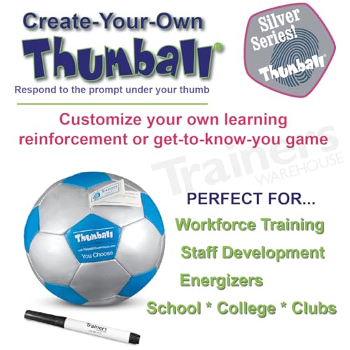Trainers Warehouse Create-Your-own Thumball 6", Blue, (Includes Marker) | Develop Your Own Ice Breakers - Customize Learning Reinforcement Tools | 30 Blank Panels - Image 2