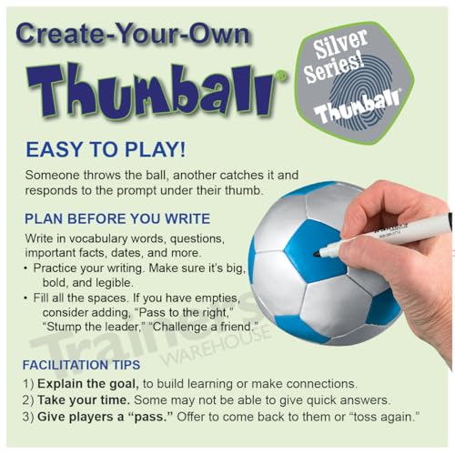 Trainers Warehouse Create-Your-own Thumball 6", Blue, (Includes Marker) | Develop Your Own Ice Breakers - Customize Learning Reinforcement Tools | 30 Blank Panels - Image 4