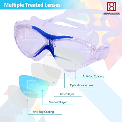 Spanker Swimming Goggles (Icee Cool) Anti-Fog Anti-UV Youth Swim Glasses Leak Proof, Multicolor SSTP - Image 3