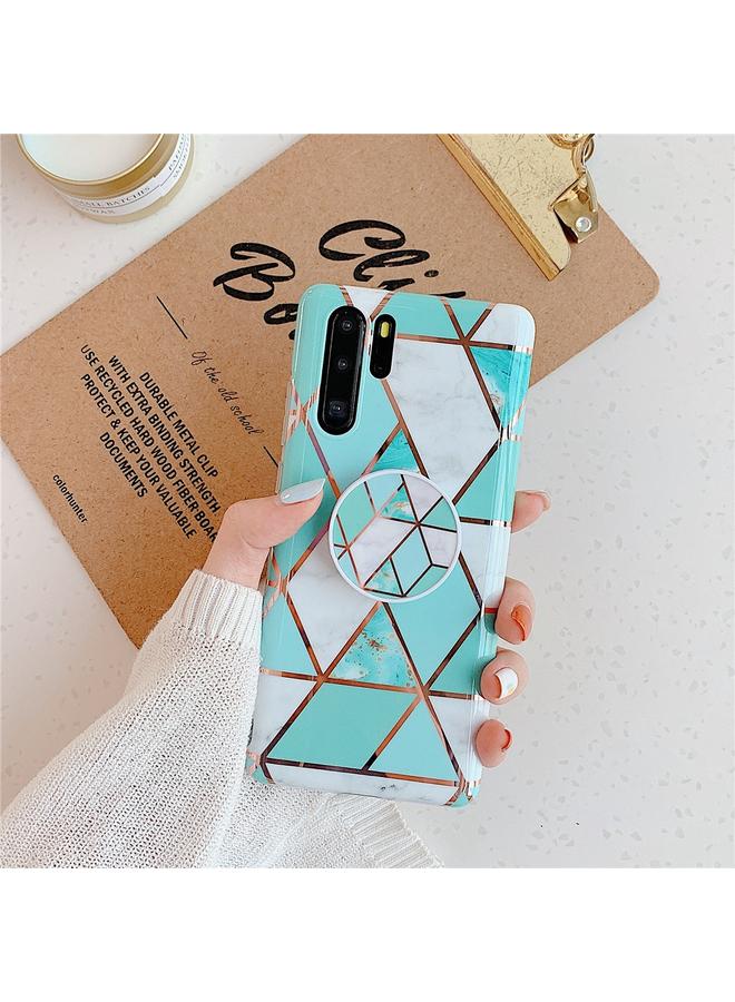 زبون جراب لهاتف Huawei P30 Pro مطلي بنمط هندسي ملون من الرخام والفسيفساء جراب هاتف محمول من مادة TPU مع حامل قابل للطي - Image 2