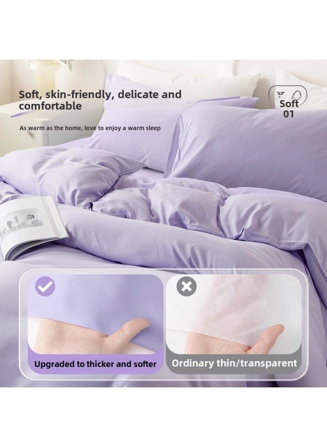 Disposable Bed Cover Quilt Cover Pillowcase Bed Cover Dirty Sterilization Disposable Travel Hotel Double Four-piece Bedding-Color:Four-piece Set For Two Persons [purple Flower]  - Image 3