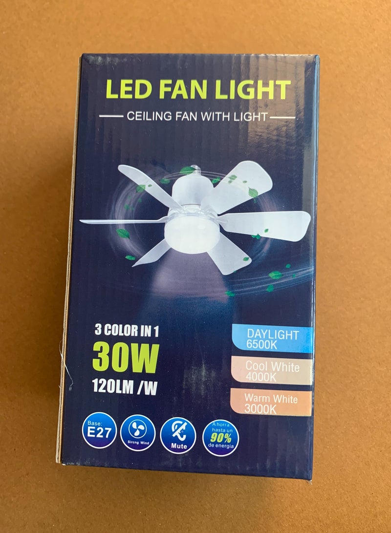 16.5 Inches Ceiling Fan Light E27 LED 30W with Remote Dimming Function, suitable for Garage Study Bedroom Kitchen and Home Use Socket Fan Light - Image 4