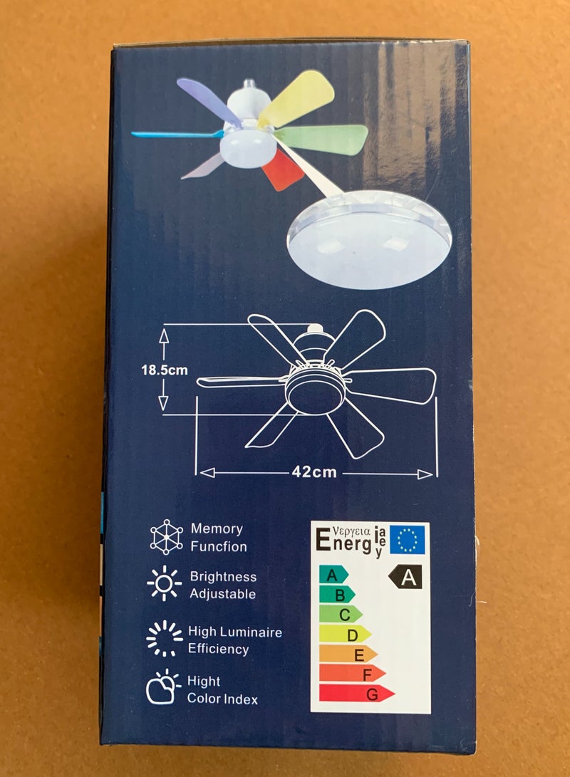 16.5 Inches Ceiling Fan Light E27 LED 30W with Remote Dimming Function, suitable for Garage Study Bedroom Kitchen and Home Use Socket Fan Light - Image 3