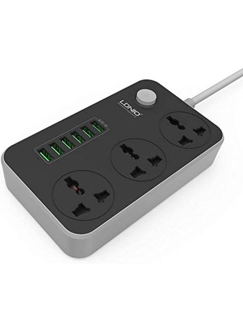 إل دينو - جهاز حماية من زيادة التيار الكهربائي مع 3 مقابس دولية عالمية و6 منافذ شحن USB ذكية 3.4 أمبير - SC3604 - Image 1