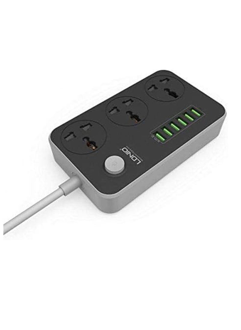 إل دينو - جهاز حماية من زيادة التيار الكهربائي مع 3 مقابس دولية عالمية و6 منافذ شحن USB ذكية 3.4 أمبير - SC3604 - Image 1