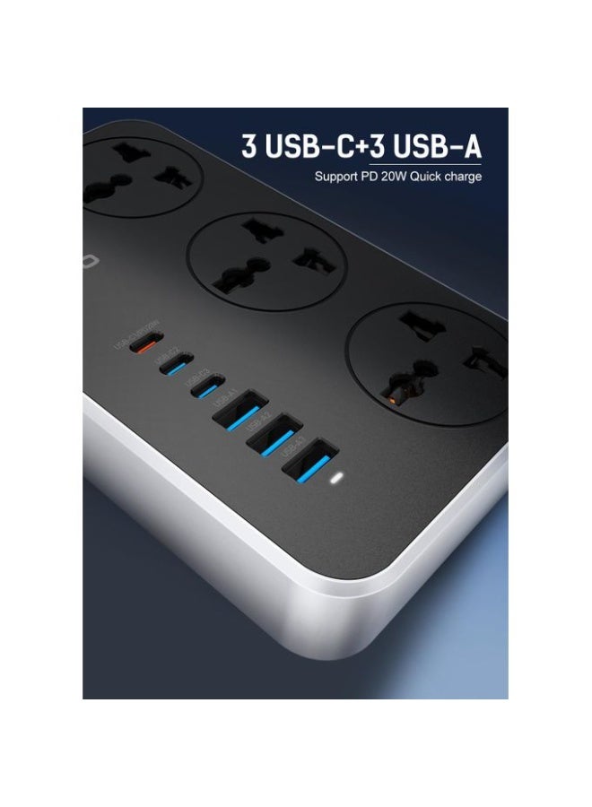 لدنيو جهاز حماية من زيادة التيار الكهربائي مع 3 مقابس دولية عالمية و6 منافذ شحن USB ذكية 3.4 أمبير - SC3604 - Image 5