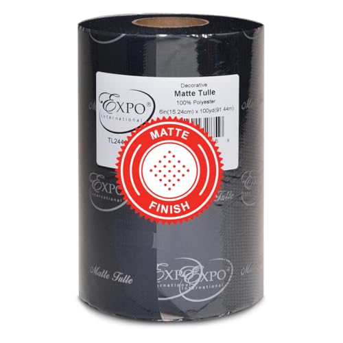 Expo International Matte Decorative Tulle Roll 6 Inch x 100 Yards Black