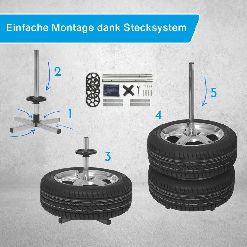 CARTREND 7730056 Wheel rim stand with protective tire cover, for tire distance of up to 225 mm - Image 3