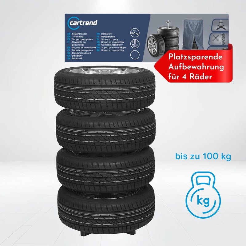 CARTREND 7730056 Wheel rim stand with protective tire cover, for tire distance of up to 225 mm - Image 4