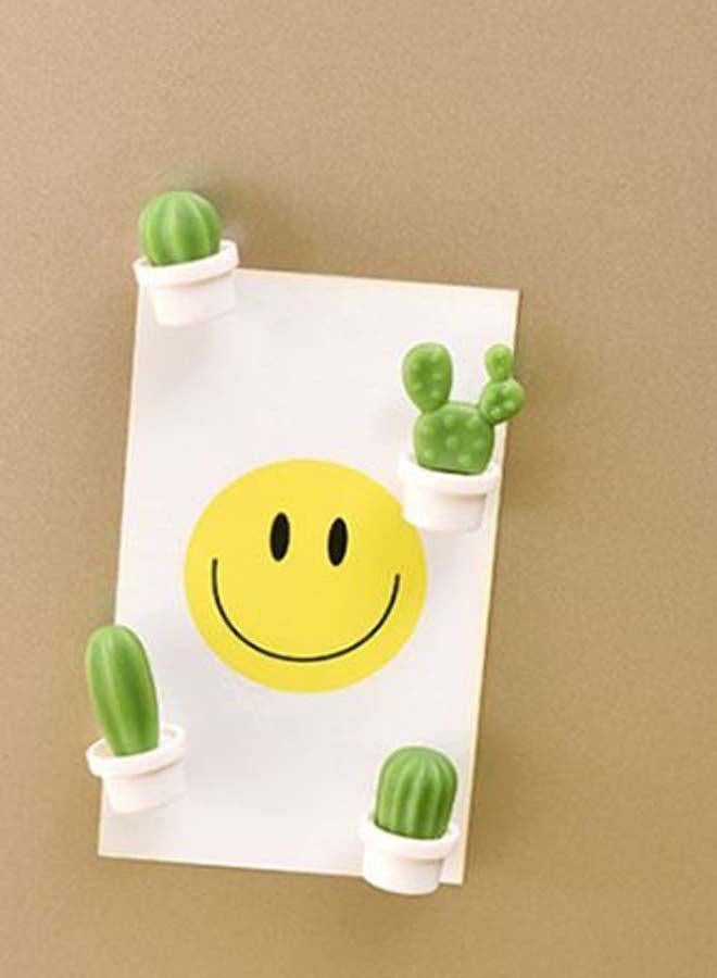 مجموعة ملصقات مغناطيسية على شكل صبار مكونة من 6 قطع - بيضاء/خضراء 11 × 6 سنتيمتر - Image 2