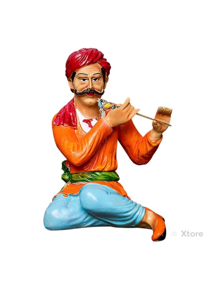 Xtore Resin Rajasthani Traditional Musical Couple Decorative Showpiece for Home Decor (Pack of 2, Multicolor) - Image 4