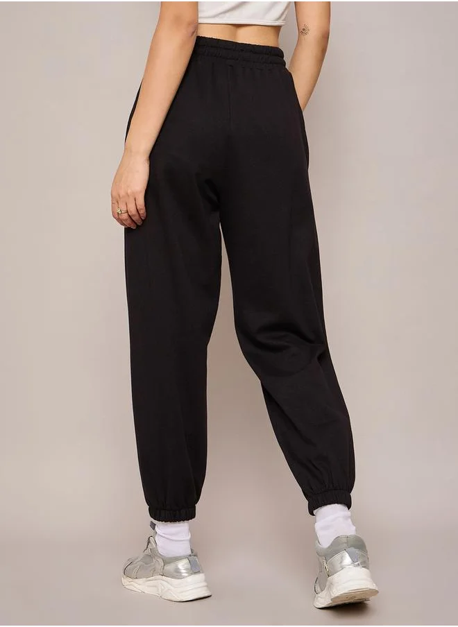 ساسافراس Solid Terry Baggy Joggers with Elasticated Waist by Styli