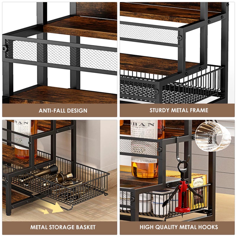 LOTEYIKE 3 Tier Coffee Syrup Rack Organizer, 12 Water Bottles Holder Stand Liquor Cabinet Storage, Wine Rack Countertop Storage Rack Coffee Bar Cabinet for Kitchen - Image 4