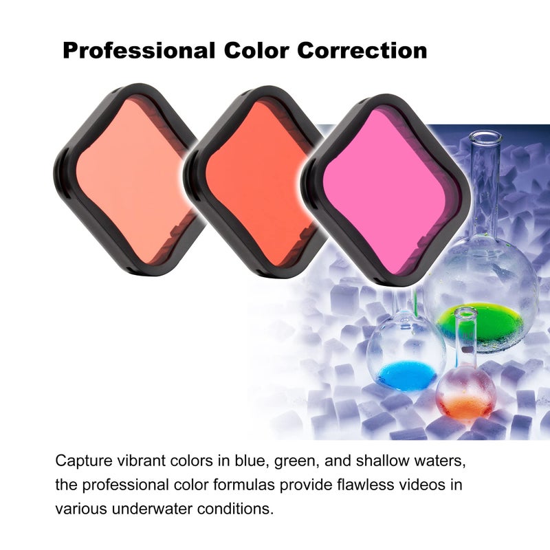 GEPULY Waterproof Housing Case with Diving Filters for GoPro Hero 5 6 7 Black Hero (2018) Cameras - 45M Underwater Diving Housing Shell with Red/Light Red/Magenta / 5X Close-up Filters - Image 4