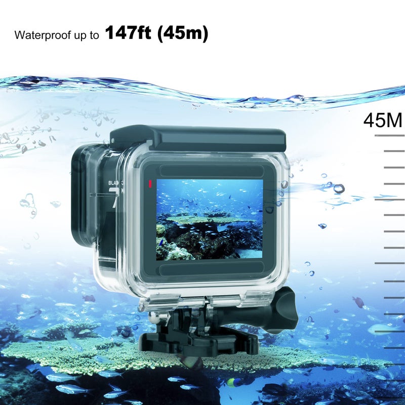 GEPULY Waterproof Housing Case with Diving Filters for GoPro Hero 5 6 7 Black Hero (2018) Cameras - 45M Underwater Diving Housing Shell with Red/Light Red/Magenta / 5X Close-up Filters - Image 3