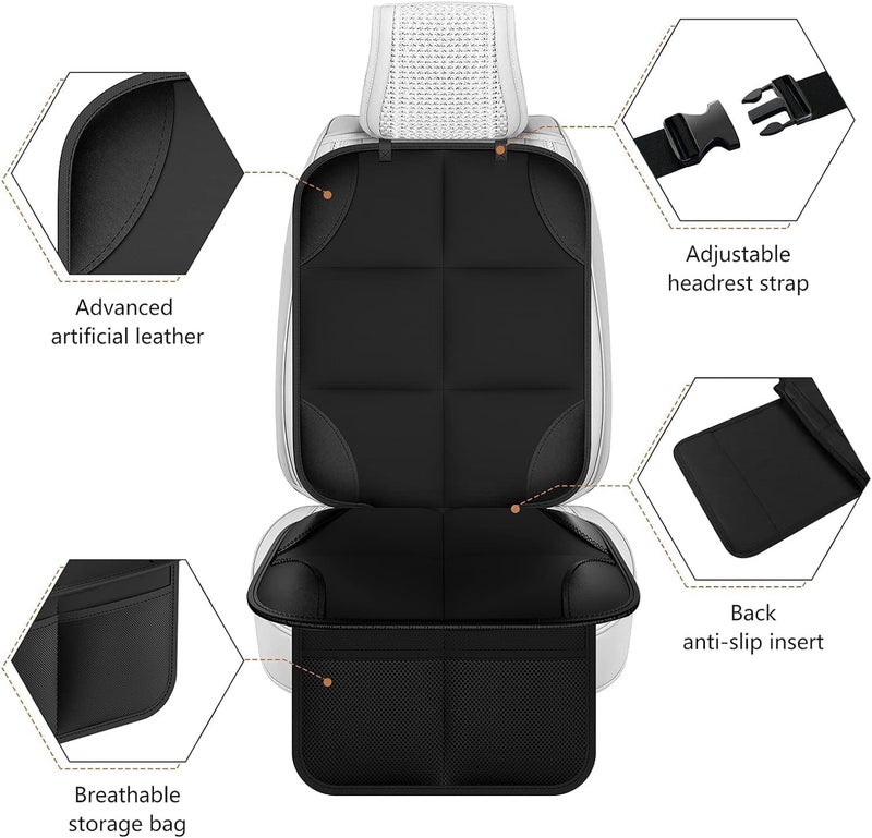 FUIN Car Seat Protector, Waterproof Auto Seat for Baby Child Safety Seat, Non-slip Cushion Mat with Organizer Pockets, Durable Vehicle Dog Cover Pad, for Baby Child and Pet, Scratchproof, No Imprint - Image 3