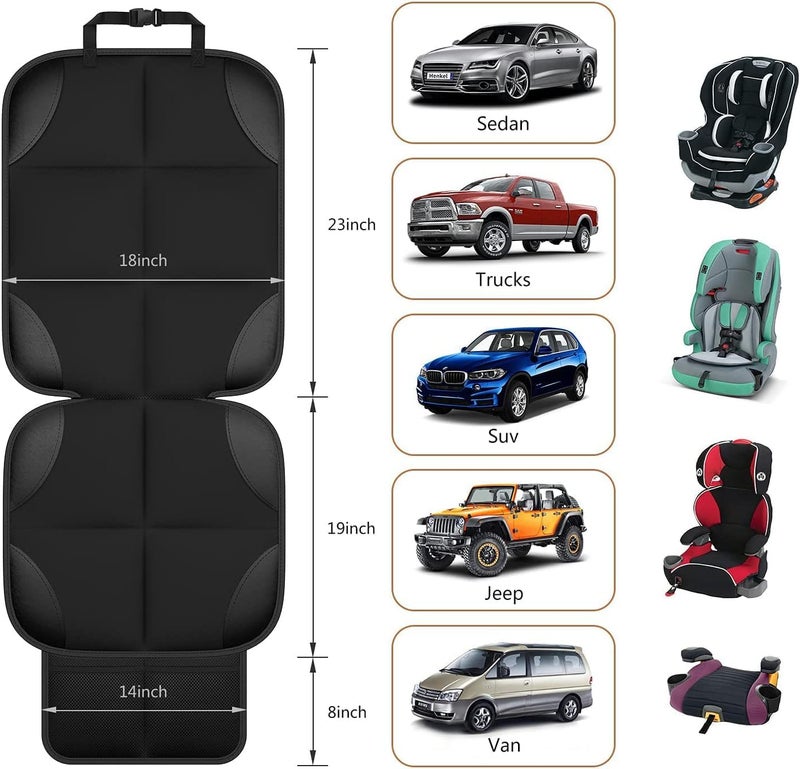 FUIN Car Seat Protector, Waterproof Auto Seat for Baby Child Safety Seat, Non-slip Cushion Mat with Organizer Pockets, Durable Vehicle Dog Cover Pad, for Baby Child and Pet, Scratchproof, No Imprint - Image 2