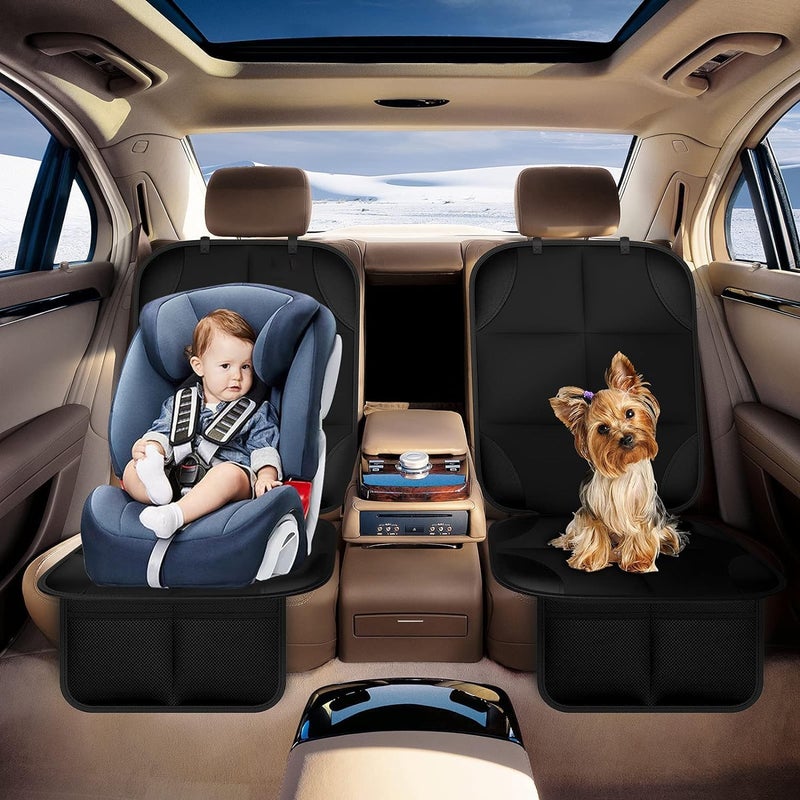 FUIN Car Seat Protector, Waterproof Auto Seat for Baby Child Safety Seat, Non-slip Cushion Mat with Organizer Pockets, Durable Vehicle Dog Cover Pad, for Baby Child and Pet, Scratchproof, No Imprint - Image 4