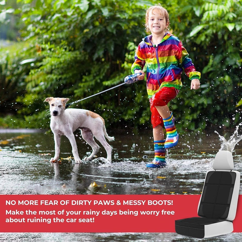 FUIN Car Seat Protector, Waterproof Auto Seat for Baby Child Safety Seat, Non-slip Cushion Mat with Organizer Pockets, Durable Vehicle Dog Cover Pad, for Baby Child and Pet, Scratchproof, No Imprint - Image 5