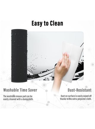 Large Gaming Mouse Pad,mouse pad gaming,japanese Wave Anime Desk Mat, Extended Xl Mousepad with Anti-Slip Base, Spill-Resistant Desk Pad for Keyboard and Mouse,Anime mouse pad White - view 4