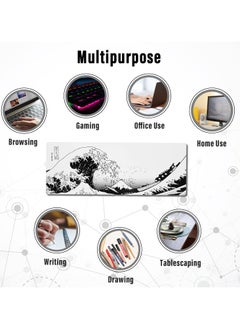 Digipace Large Gaming Mouse Pad,mouse pad gaming,japanese Wave Anime Desk Mat, Extended Xl Mousepad with Anti-Slip Base, Spill-Resistant Desk Pad for Keyboard and Mouse,Anime mouse pad White  - Image 5
