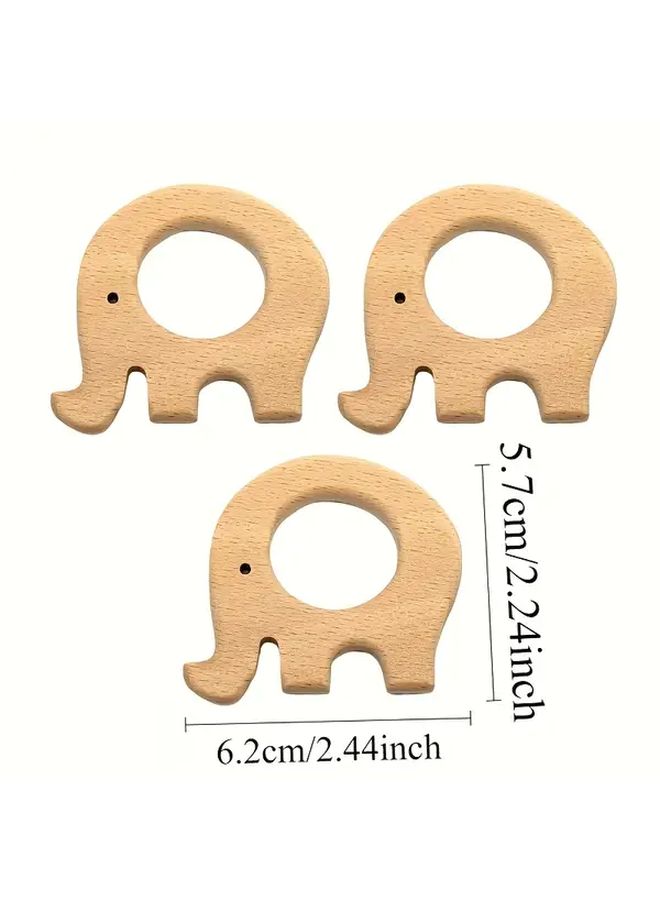 3pcs Elephant Wooden Beads Perforated Decorative Items for Keychains Gifts - Image 4