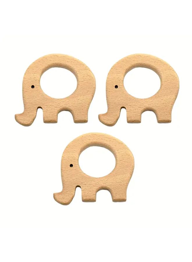 3pcs Elephant Wooden Beads Perforated Decorative Items for Keychains Gifts - Image 1