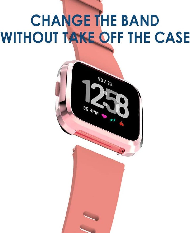 Simpeak 5Pack Soft Screen Protector Bumper Case Compatible with Fitbit Versa Smartwatch Full Protection Rose PinkClearSilverBlackRose Gold - Image 4