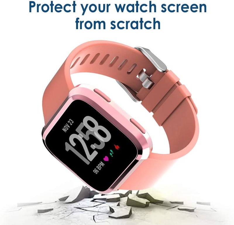 Simpeak 5Pack Soft Screen Protector Bumper Case Compatible with Fitbit Versa Smartwatch Full Protection Rose PinkClearSilverBlackRose Gold - Image 5