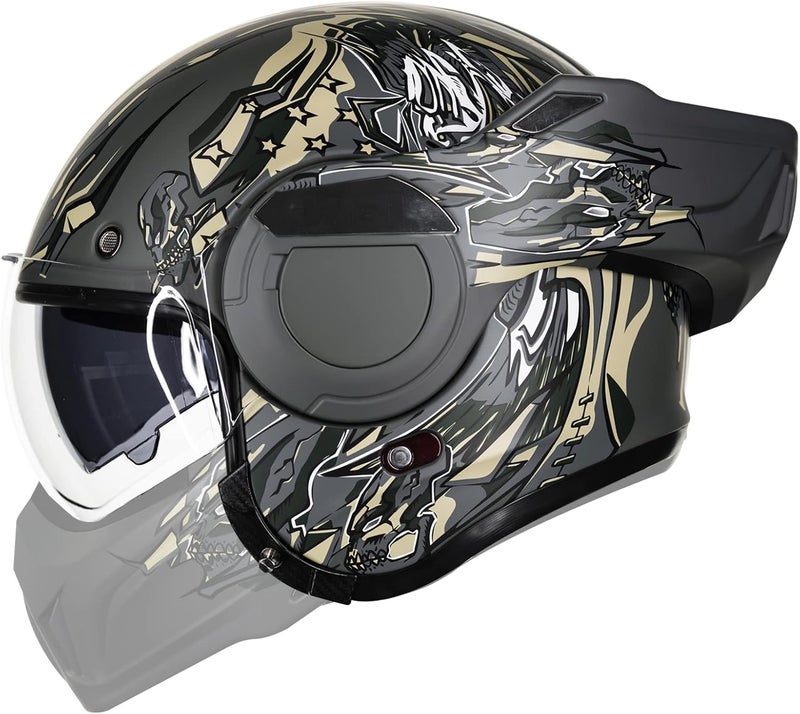 ILM Vintage Full Face Modular Motorcycle Helmet with 180° Reversible Chin Guard - DOT Model-B707 - Image 1